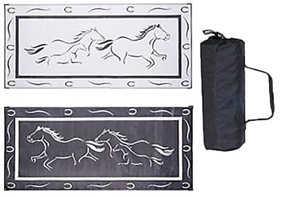 AWNING MATT 8&#39; X 11&#39; GALLOPING HORSE BLACK AND WHITE