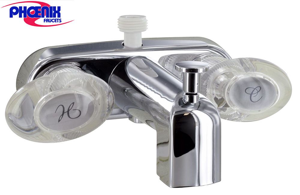 FAUCET - 4&quot; TUB &amp; SHOWER w/ D SPUD, RISER: Chrome (R4703-I) 24-1850