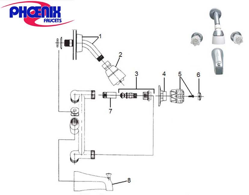 TWO HANDLE TUB &amp; SHOWER DIVERTER