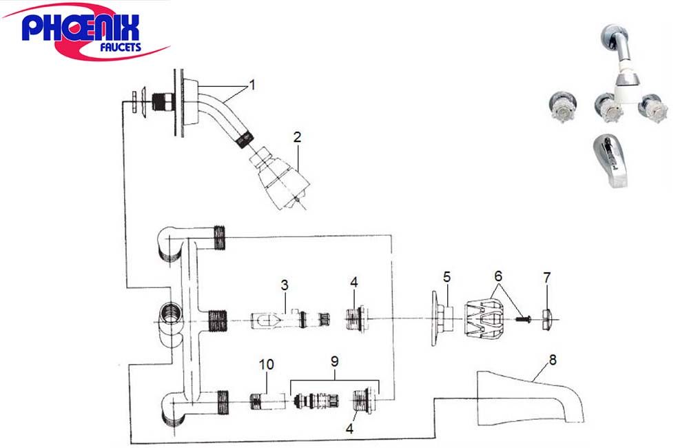 THREE HANDLE TUB &amp; SHOWER DIVERTER