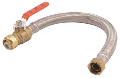 PUSH-ON WATER HEATER CONNECTOR w/VALVE  (PUSH-FIT)
