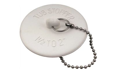 RUBBER BATHTUB STOPPER w/METAL CHAIN