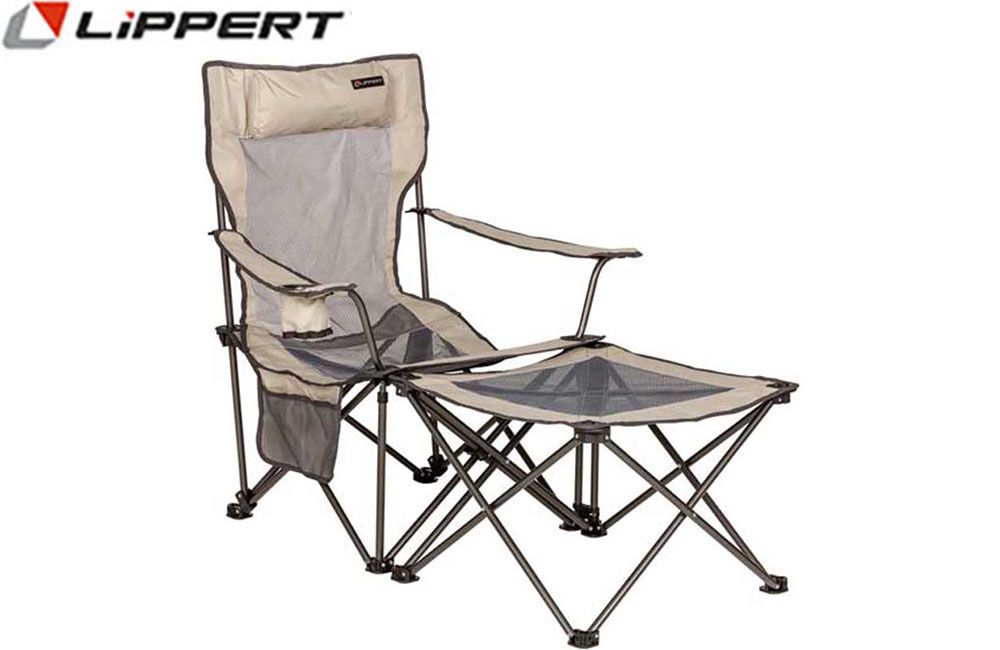 SUN SOAKER VENTED RECLINING CAMPING CHAIR w/FOOTREST  (LIPPERT), Color: Sand (2022114829)