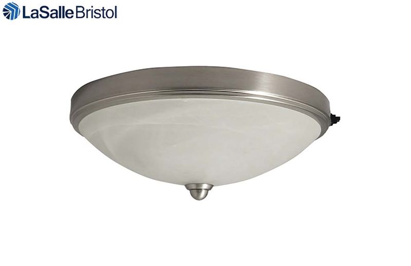 SATIN NICKEL CEILING LIGHT WITH FROSTED GLOBE AND SWITCH