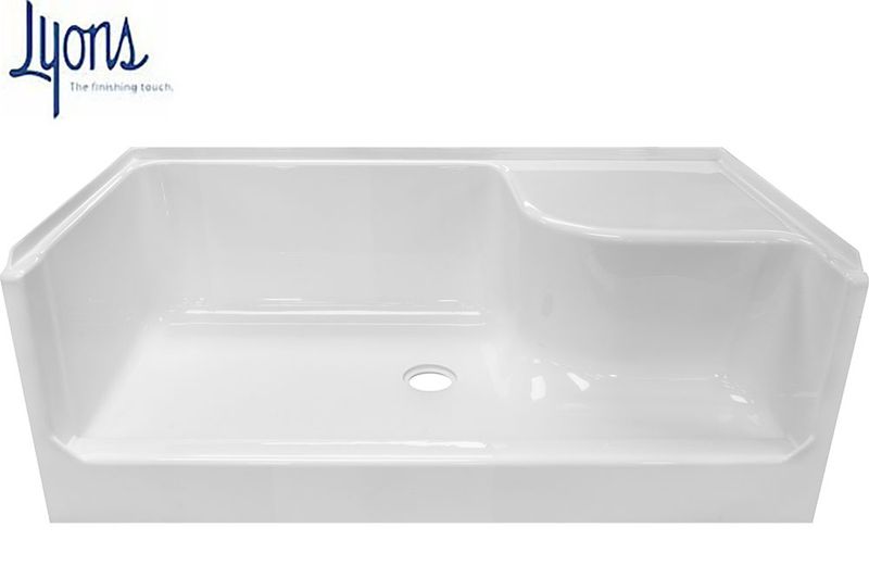 ACRYLIC VICTORY SHOWER BASE (27" x 54") CENTER  DRAIN w/SEAT