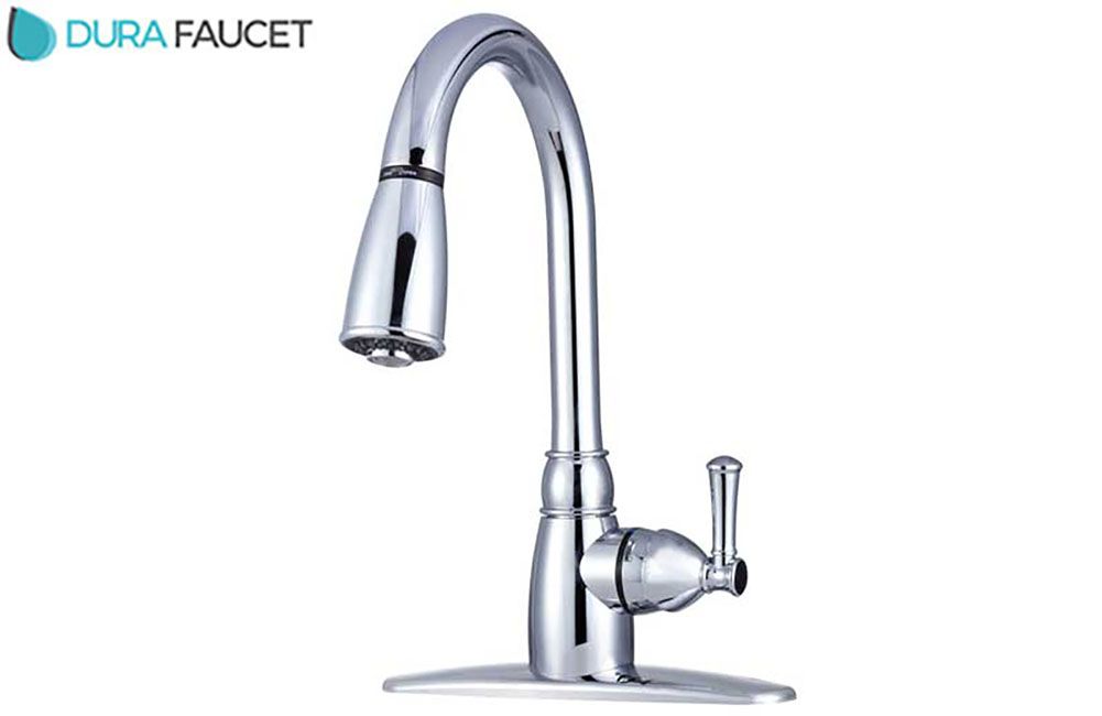 NON-METALLIC PULL-DOWN KITCHEN FAUCET, Color/Finish: Chrome (DF-PK160-CP)