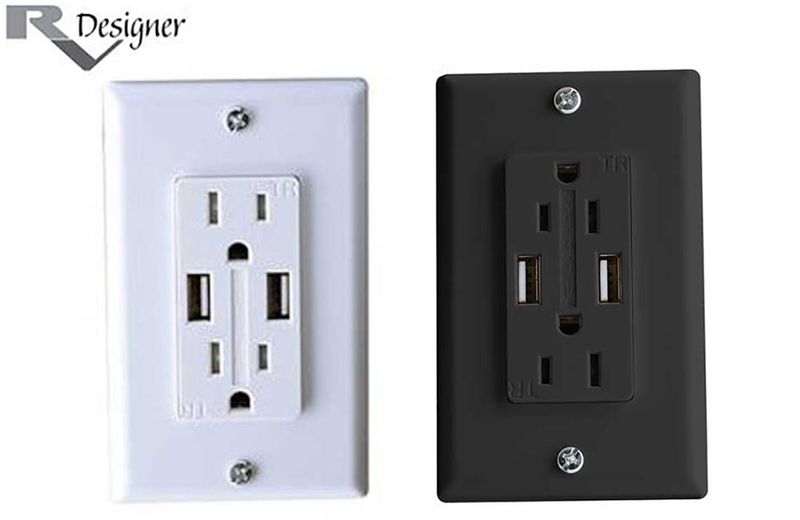 AC DUAL OUTLET w/COVER &amp; 2 USB CHARGE PORTS