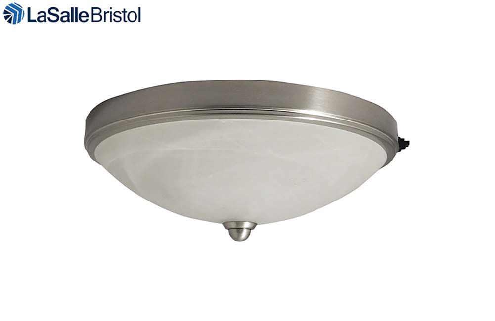 SATIN NICKEL CEILING LIGHT WITH FROSTED GLOBE AND SWITCH