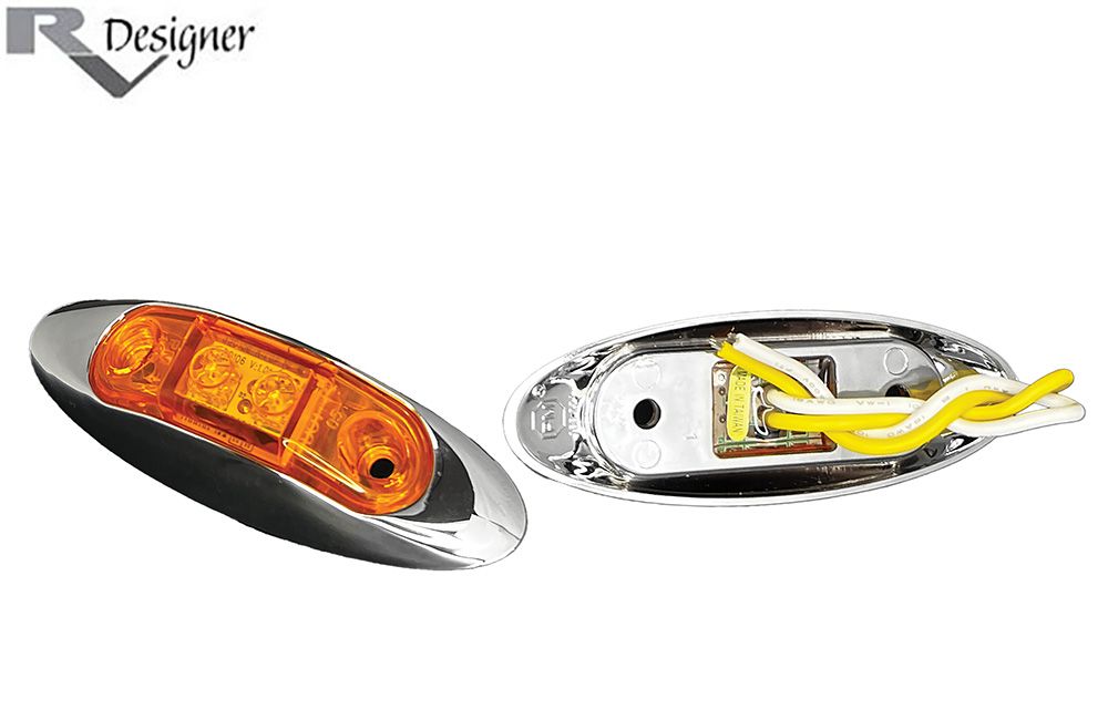 OBLONG w/CHROME BEZEL LED MARKER LIGHT, Color: Amber (L931)