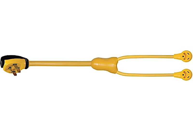 2-30A 125V RV FEMALE CONNECTORS TO 50A 125/250V RV STRAIGHT BLADE PLUG