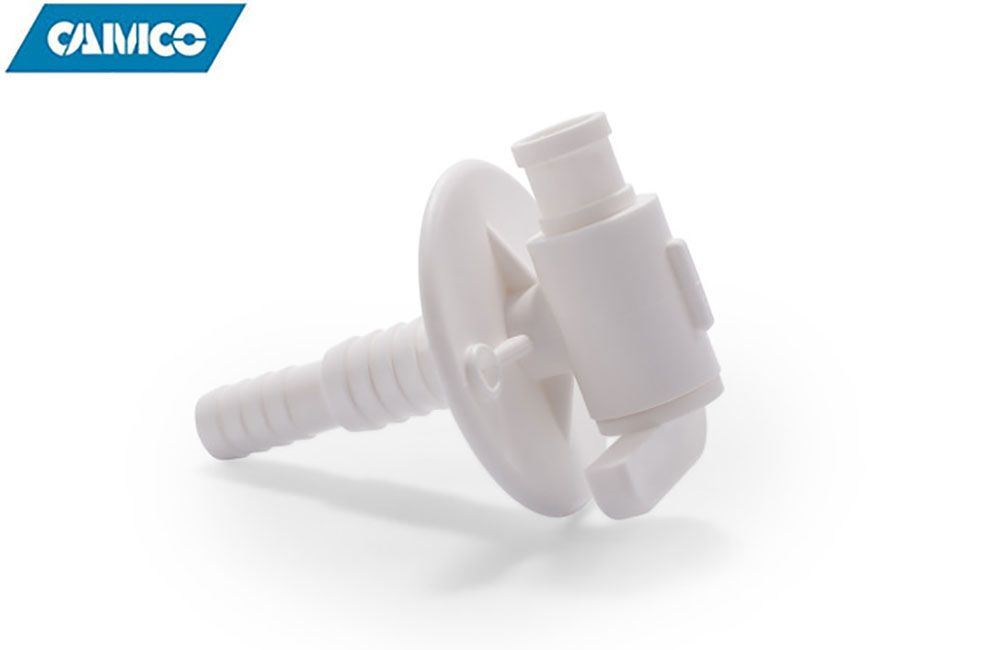 DUAL SIZE DRAIN VALVES, Barb/Threads: w/Flange, 3/8" or 1/2" Barb (22223)