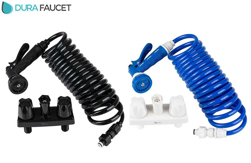 EXTERIOR SPRAY FAUCET w/COIL HOSE &amp; MULTI SPRAY NOZZLE