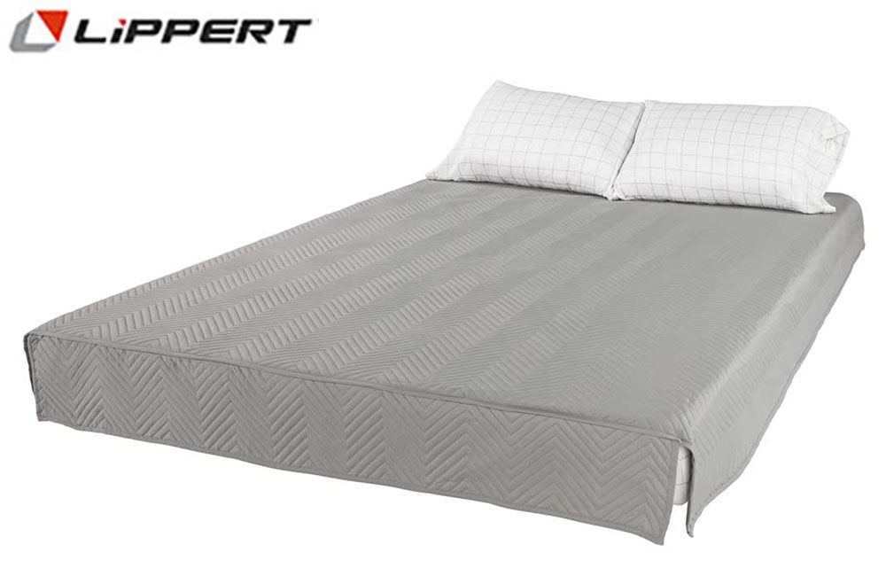 THOMAS PAYNE MICROFIBER 3-IN-1 TUCKED IN BEDCOVER SET - GREY CHECKERED, Size: Short Queen (60" x 75") 2022107819
