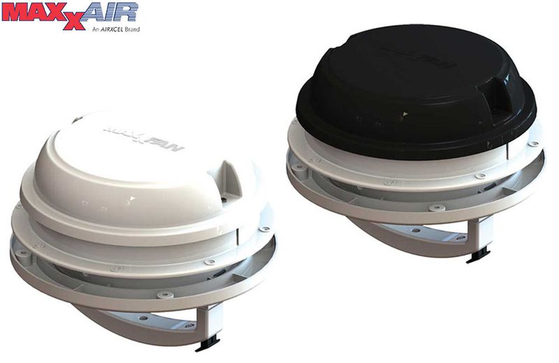 MAXXFAN DOME ROOF VENT W/ 12V FAN - 6" DIAMETER - MANUAL LIFT