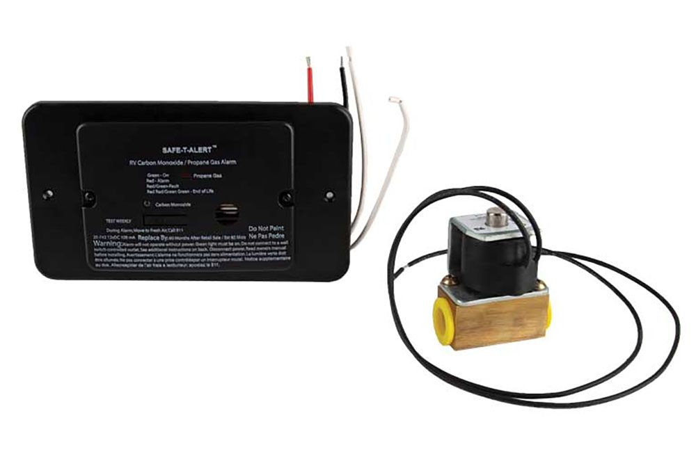 COMBINATION CARBON MONOXIDE/PROPANE ALARM - FLUSH MOUNT 12VDC HARD WIRE w/SOL VALVE, Color: Black (25-742-R-BL-TR-KIT)