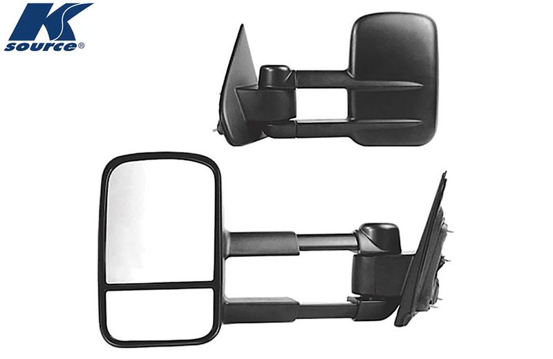 14-15 SILVERADO/SIERRA 1500 BLACK EXTENDABLE TOWING MIRROR w/LED TURN SIGNALS DUAL LENS, PAIR