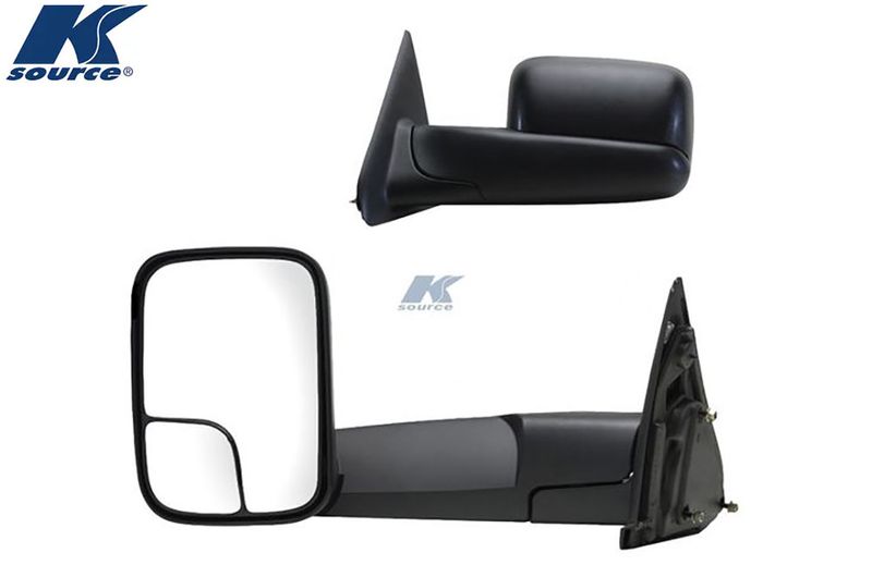 02-09 RAM 1500/2500/3500 PR MANUAL FOLDAWAY OE MIRROR BLK, TOWING PKG, FLIP OUT HEAD w/BLIND SPOT