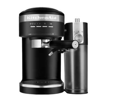 KitchenAid - Máquina de café exprés semiautomática y accesorio automático de espumador de leche - Negro mate