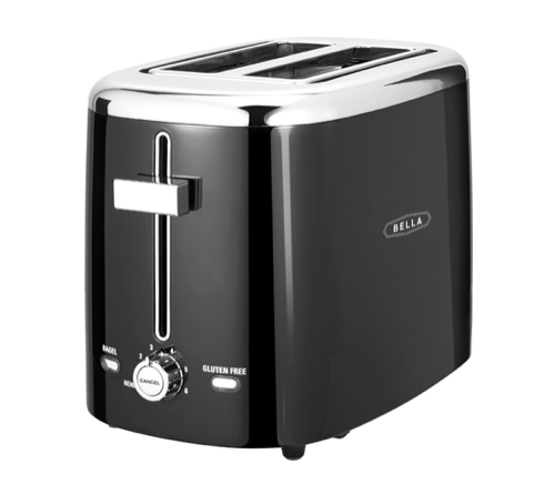 Bella - Tostadora de 2 rebanadas extra ancha / con ranuras autocentrantes - Negro con detalles en acero inoxidable
