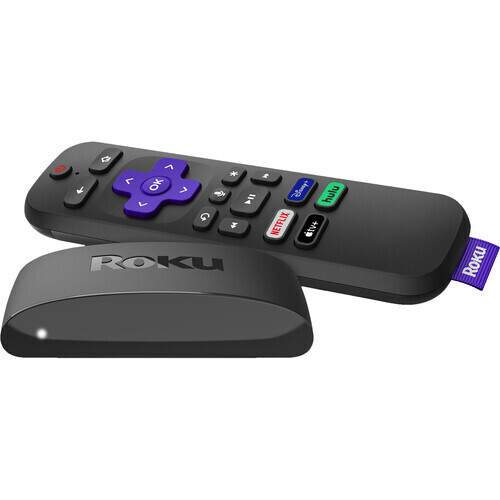Roku - Express 4K + (2021) Streaming Media Player con control remoto por voz, controles de TV y cable HDMI® premium - Negro