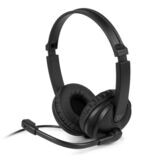 Aluratek - Auriculares estéreo USB con cable con micrófono boom - Negro