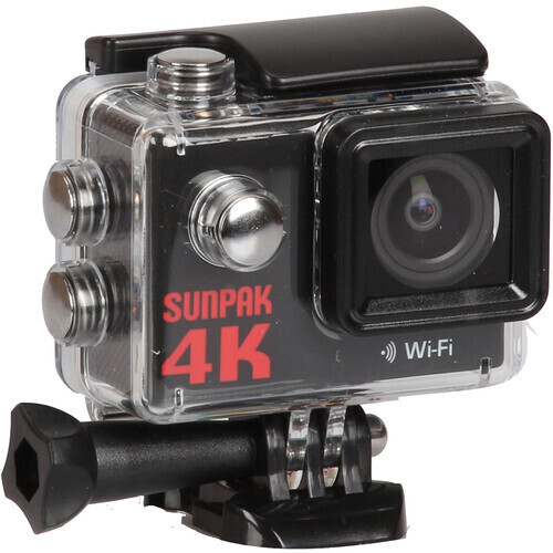 Cámara de acción Sunpak 4K con kit de accesorios de 9 piezas