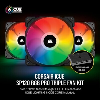 CORSAIR - Kit de ventilador de gabinete de sistema iCUE SP120 RGB PRO de 120 mm con iluminación RGB - Negro/Blanco