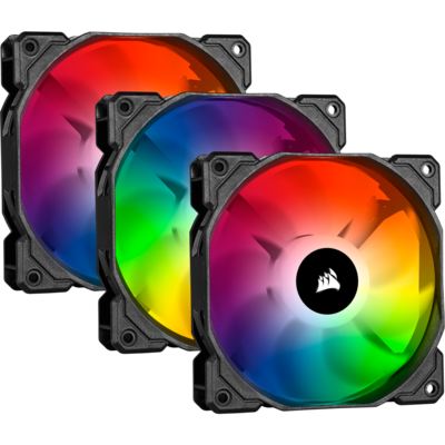 CORSAIR - Kit de ventilador de gabinete de sistema iCUE SP120 RGB PRO de 120 mm con iluminación RGB - Negro/Blanco