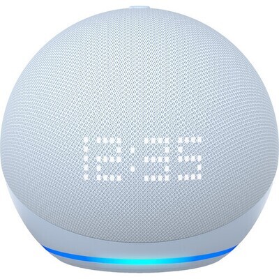 Amazon - Echo Dot con reloj (5.ª generación, versión 2022) Altavoz inteligente con Alexa - Azul nube