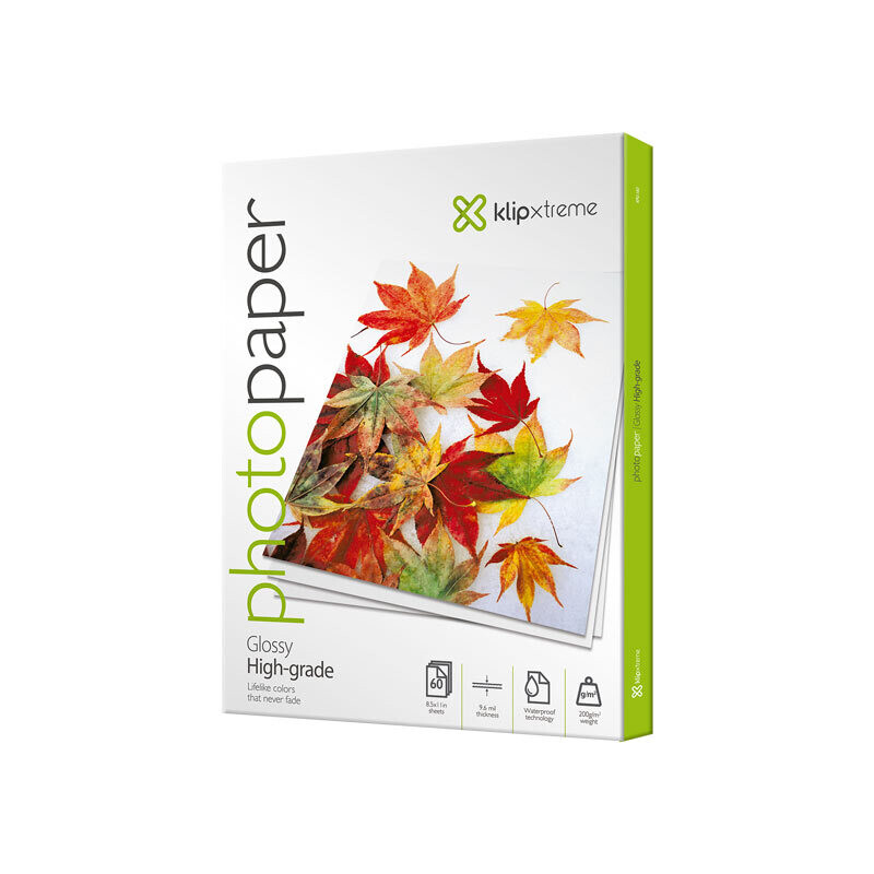 Klip Xtreme KPG-160 - Brillante - ANSI A (Letter) (216 x 279 mm) - 200 g/m² - 60 hoja(s) papel fotográfico brillante