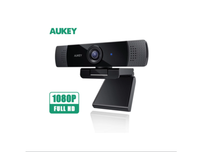 Cámara web AUKEY 1080P con micrófonos estéreo duales con reducción de ruido - Negro