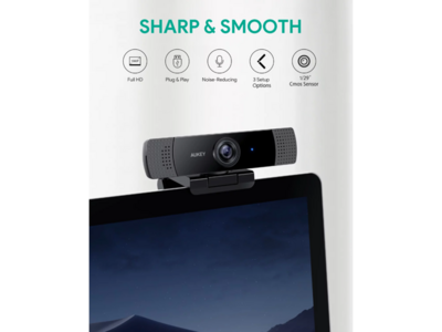Cámara web AUKEY 1080P con micrófonos estéreo duales con reducción de ruido - Negro