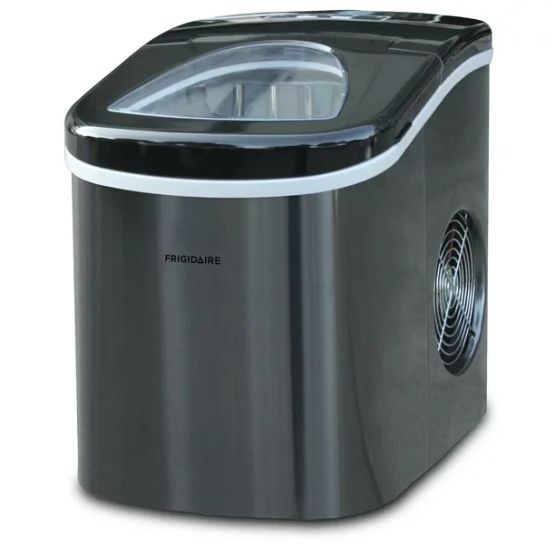 Frigidaire Máquina de hielo de 26 libras, acero inoxidable negro