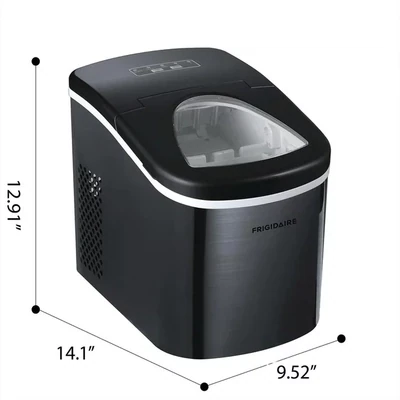 Frigidaire Máquina de hielo de 26 libras, acero inoxidable negro