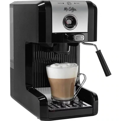 Mr. Coffee Easy Maker | Auténtica máquina de café expreso, 6 piezas, cromo/negro