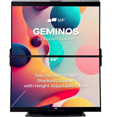Monitor Doble  Mobile Pixels Geminos de 24&quot; IPS 1080p / Wecam - Conexiones y expansiones: 2 x USB-A, 2x USB-C, 2x HDMI, salida de audio, Ethernet, ranuras para tarjetas TF y SD - 12 Meses Garantia!