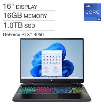 Laptop Gaming Acer Nitro Pantalla 16" 165Hz - Intel i7-13620H de 13.ª gen - 1TB SSD - 16GB Ram - GeForce RTX 4050 6GB - Windows 11 Home - 12 Meses Garantia!