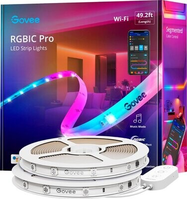 Govee - Tira de luz LED RGBIC Wi-Fi - 50 pies - Multi.