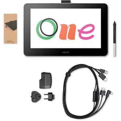 Wacom - One - Tableta de dibujo con pantalla, Pen Display de 13,3" para Mac, PC, Chromebook y Android - Flint White