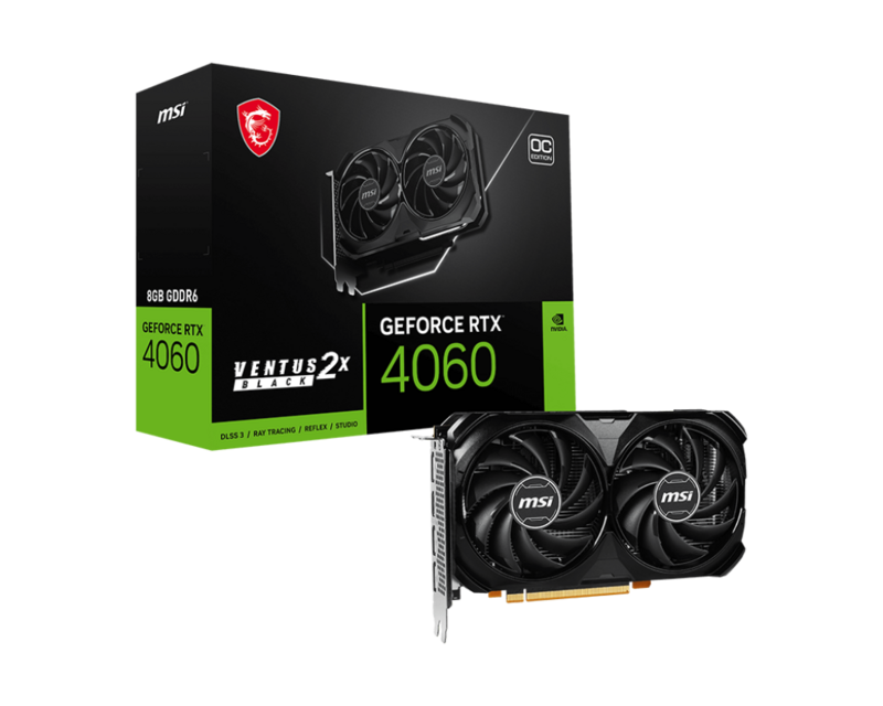 Tarjeta de Video MSI GeForce RTX™ 4060 VENTUS 2X BLACK 8G OC 12 Meses Garantia!