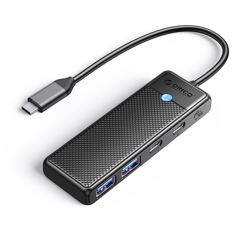 ORICO Adaptador multipuerto USB C 4 en 1 USB C a USB con suministro de energía de 100 W, puerto de datos USB-C, 2 puertos de datos USB 3.0, divisor USB C para MacBook Pro, MacBook Air, iPad Pro, XPS