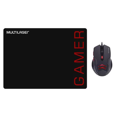 Kit Mouse + MousePad 3200 DPI Gamer Multilaser  Rojo