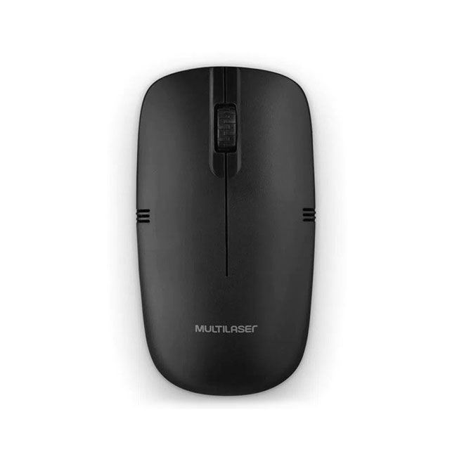 Mouse Ergonómico Multilaser Óptico Slim , Inalámbrico, RF Inalámbrico, 1200DPI, Negro
