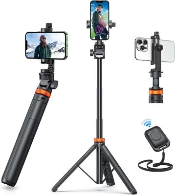 EUCOS Trípode de teléfono de 62&quot; , trípode para iPhone y selfie Stick con control remoto, soporte de trípode extensible para teléfono y trípode de viaje, trípode para teléfono celular más.