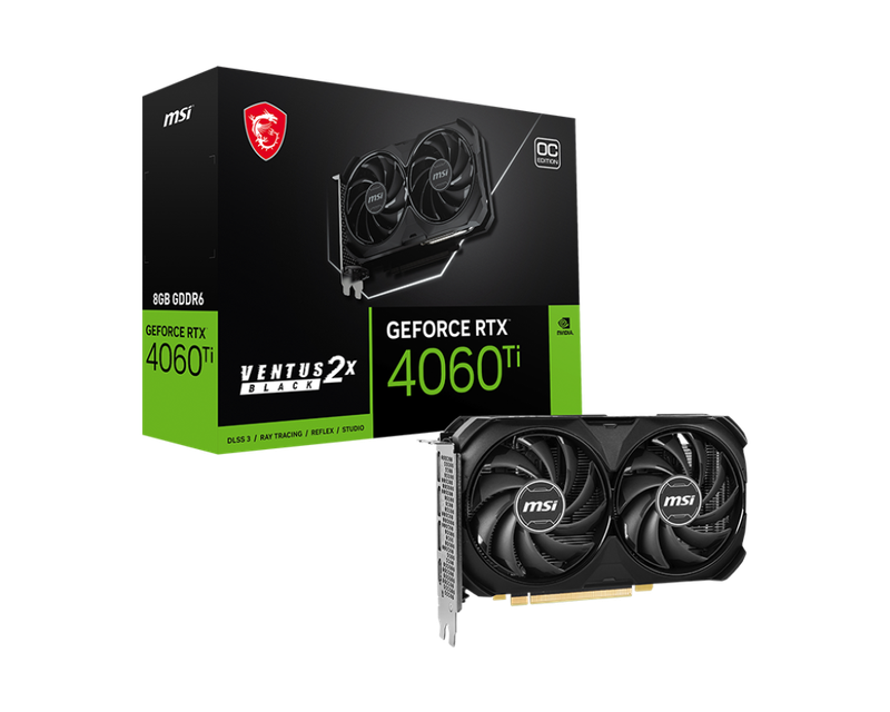 MSI VGA GeForce RTX4060Ti VENTUS 2X BLACK 8GB DDR6 OC  12 Meses Garantia!