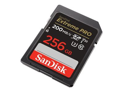 SanDisk Extreme Pro - Tarjeta de memoria flash - 256 GB SanDisk Video Class V30 / UHS-I U3 / Class10 SDXC UHS-I