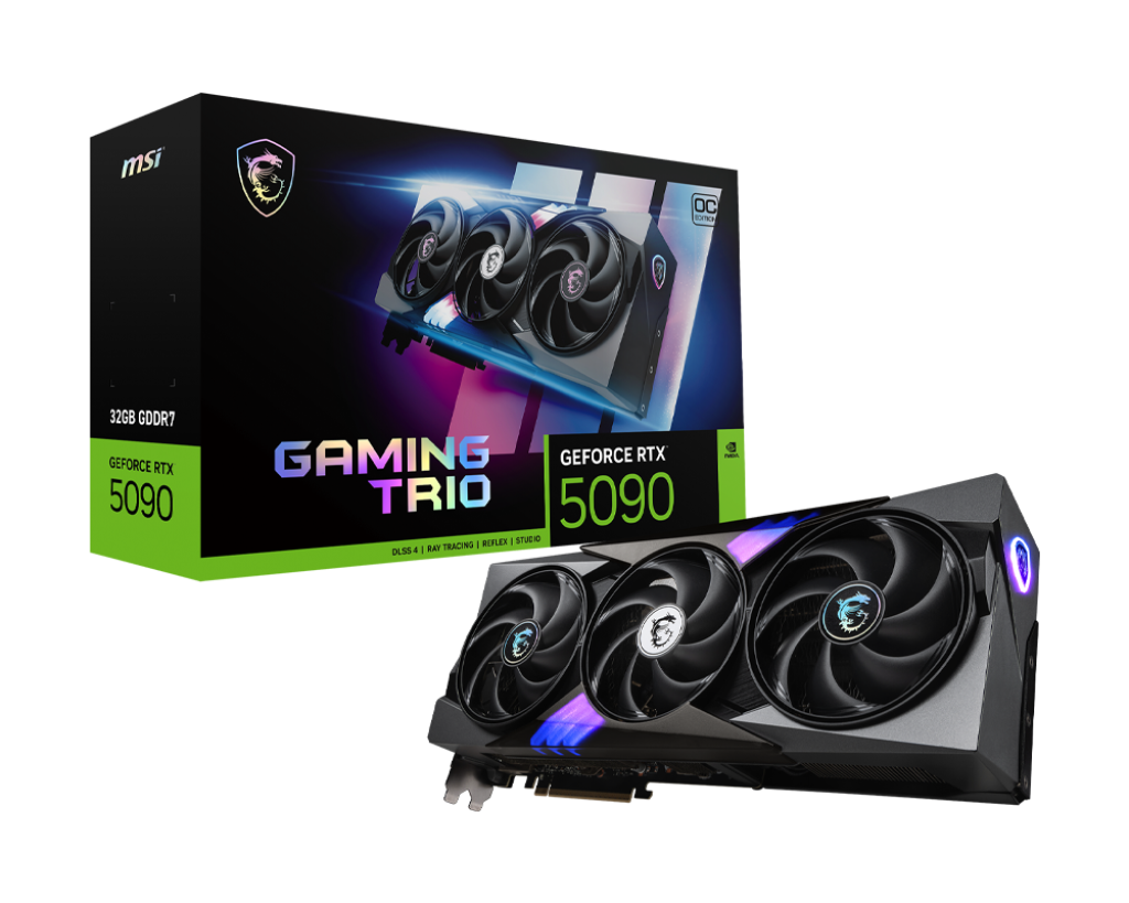 MSI GeForce RTX 5090 32G Gaming Trio OC — 32GB GDDR7 (28Gbps/512-bit), PCIe 5, Boost: 2482MHz, HDMI 2.1b, DisplayPort 2.1b. - 12 Meses Garantia!