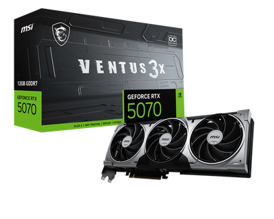 Tarjeta gráfica MSI NVIDIA GeForce RTX 5070 VENTUS 3X con triple ventilador overclockeado, 12 GB GDDR7 PCIe 5.0. --  12 Meses Garantia!