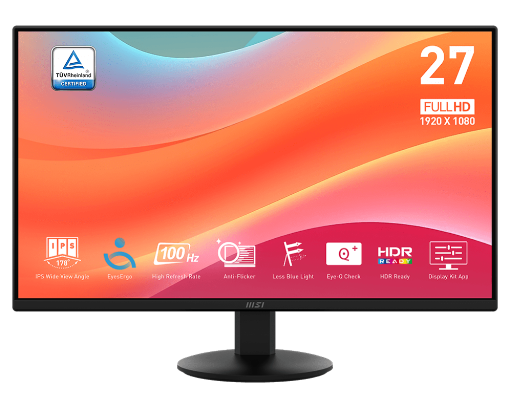 MSI PRO MP272L - Monitor, 27&quot;, FHD 1920 x 1080, IPS, 1 MS , 100Hz, HDMI, DisplayPort, Negro
