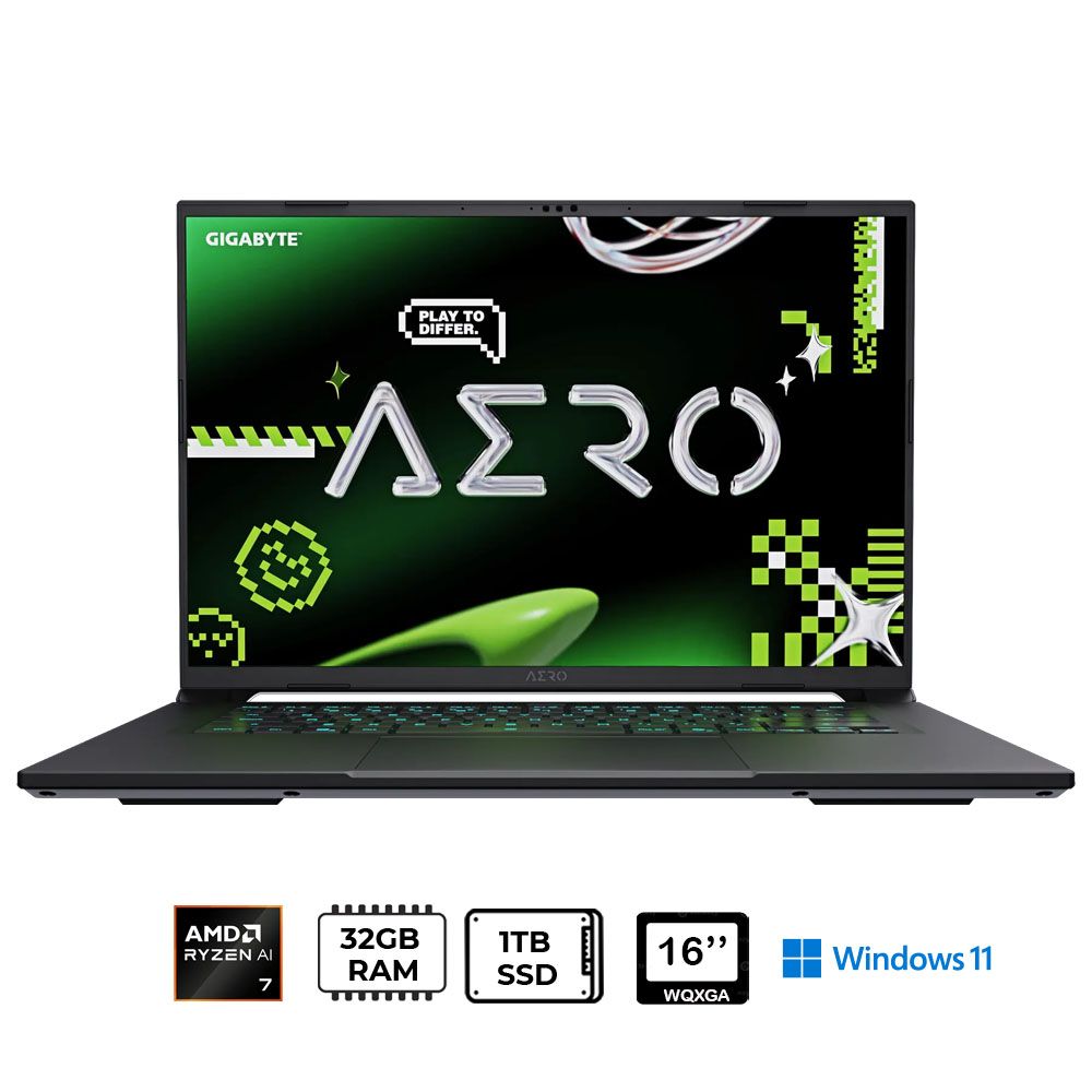 GIGABYTE - AERO X16 - PC Copilot+ -Pantalla  16" WQXGA AMD Ryzen AI 7 350 - SSD de 1 TB - 32 GB de RAM DDR5 GeForce RTX 5060 8GB - Gris espacial - 12 Meses Garantia!
